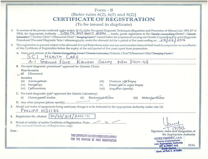 Dr Shivani SCI Healthcare Registration Certification